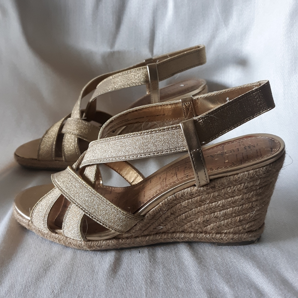 Marina gold wedgie strappy sandals size 8 and a half